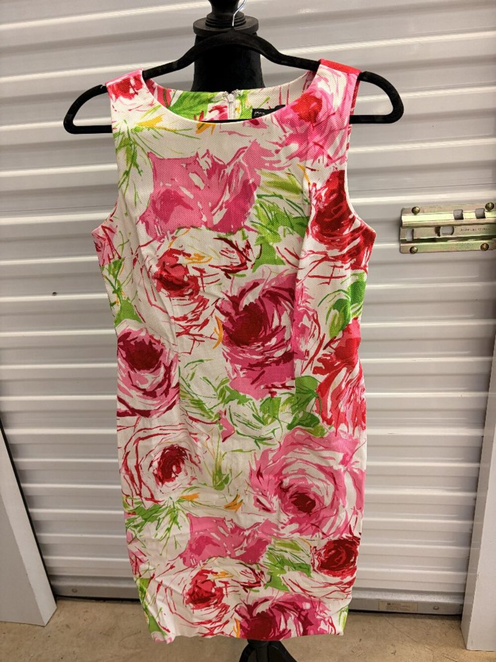 Women's Small white tank dress with red, pink and green flowers